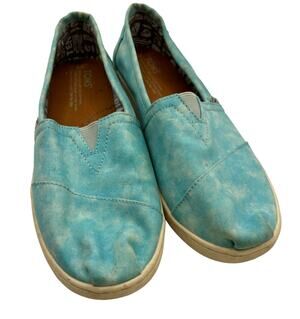 TOMS Alpargata Flats Youth Sz 5 Turquoise Blue Slip on Loafers